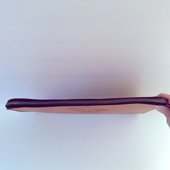 Vintage Costa Rican Hand Tooled Tan Leather Zip Around Top Portfolio 80’s - Picture 11 of 11